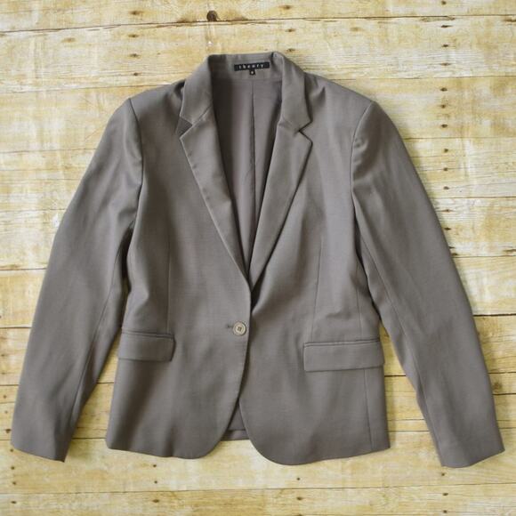 THEORY Gray Wool Blend Blazer Jacket - Picture 6 of 8